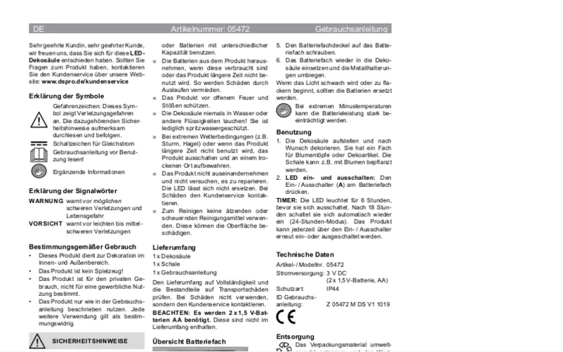 Page n°1 - Manuel utilisateur EasyMaxx 05472