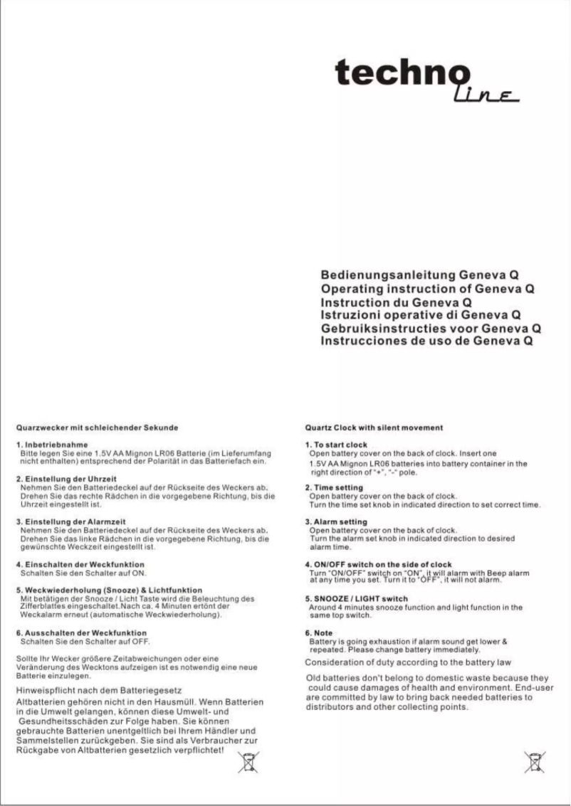 Page 1 de la notice Manuel utilisateur Techno Line Geneva Q