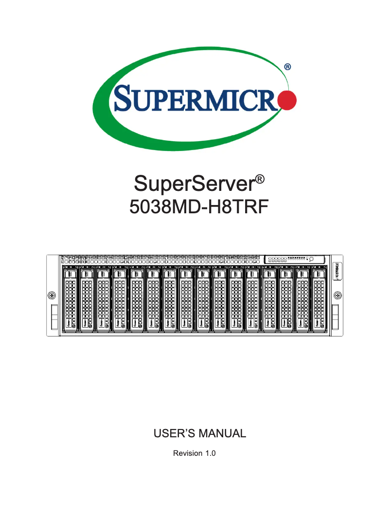 Image de la première page du manuel de l'appareil SuperServer 5038MD-H8TRF