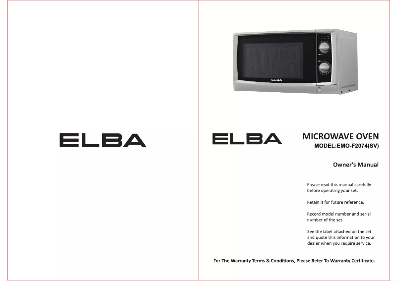 Page n°1 - Manuel utilisateur Elba EMO-F2074(SV)