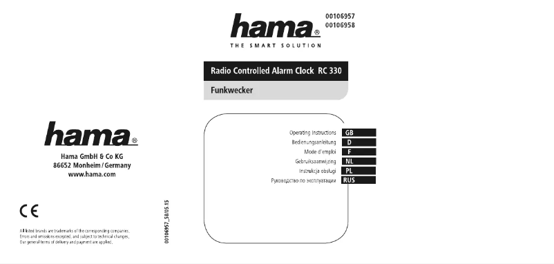 Page n°1 - Manuel utilisateur Hama RC330