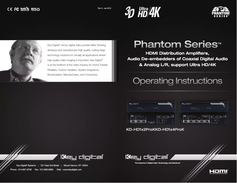 Page n°1 - Manuel utilisateur Key Digital Phantom KD-HD1X4PROK