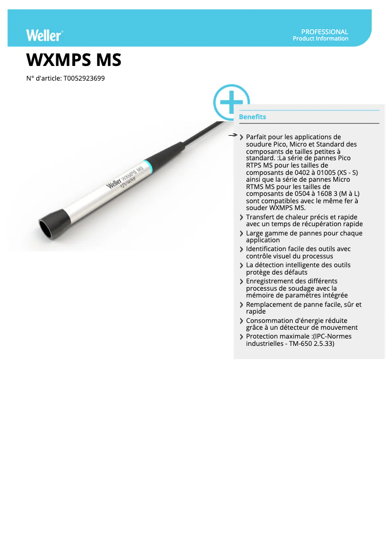 Page n°1 - Fiche technique Weller WXMPS MS