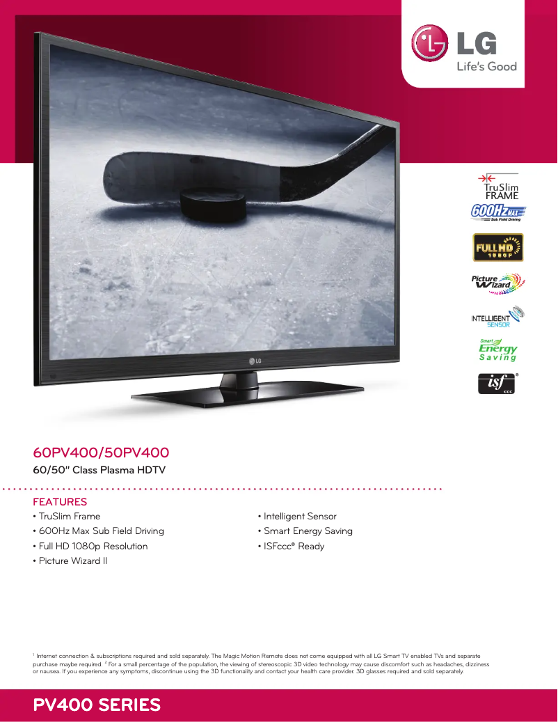 Page n°1 - Fiche technique LG 50PV400