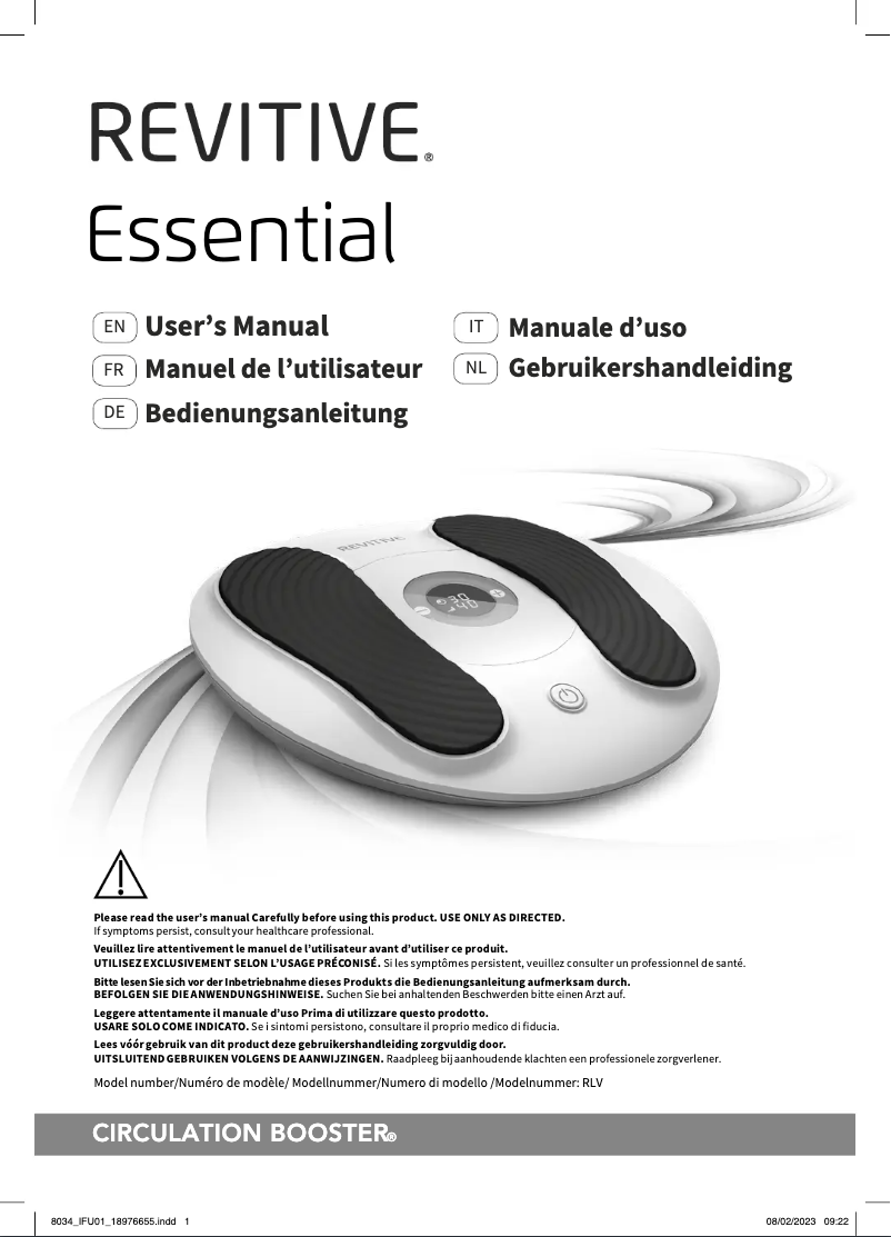 Image de la première page du manuel de l'appareil Essential RLV