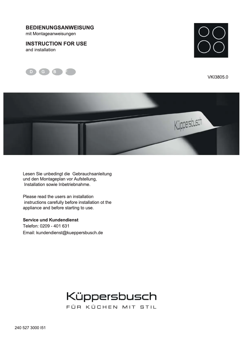Page 1 de la notice Manuel utilisateur Küppersbusch VKI3805.0