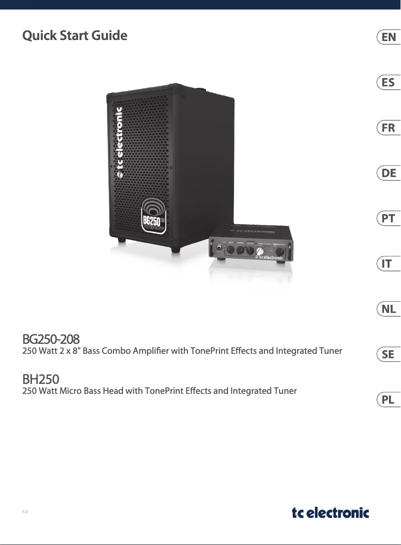 Página 1 del manual Guía de inicio rápido TC Electronic BH250