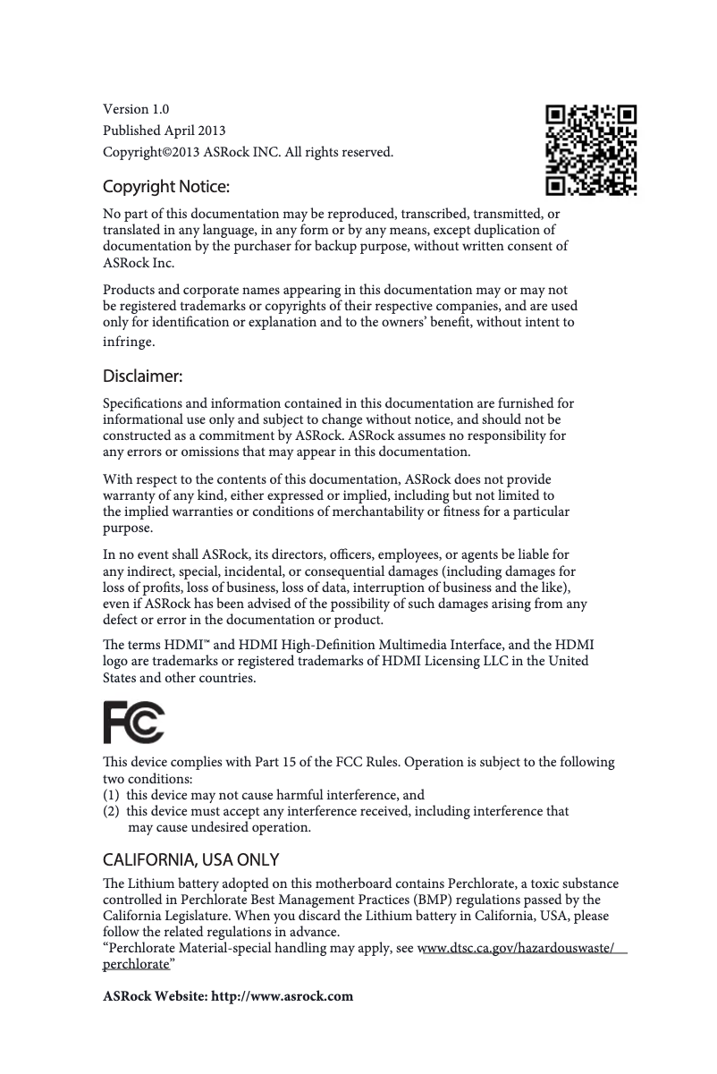 Image de la première page du manuel de l'appareil H87M-ITX