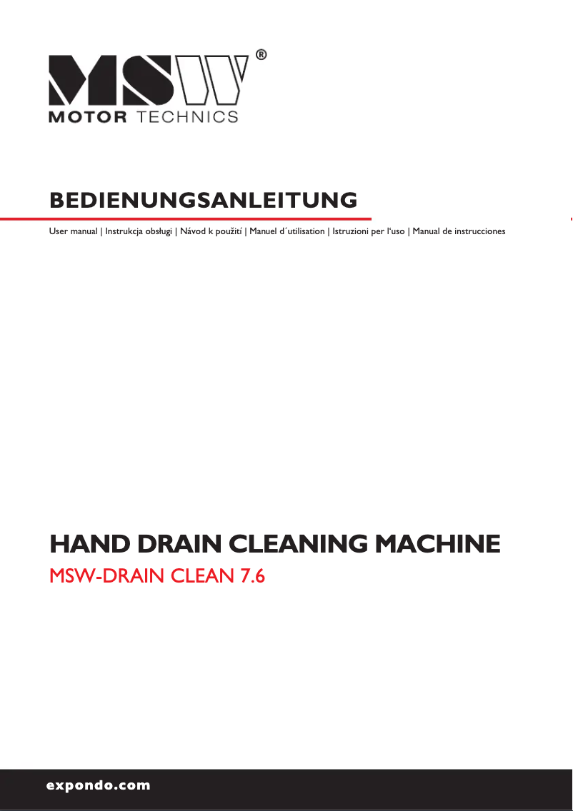 Page 1 de la notice Manuel utilisateur MSW MSW-DRAIN CLEAN 7.6