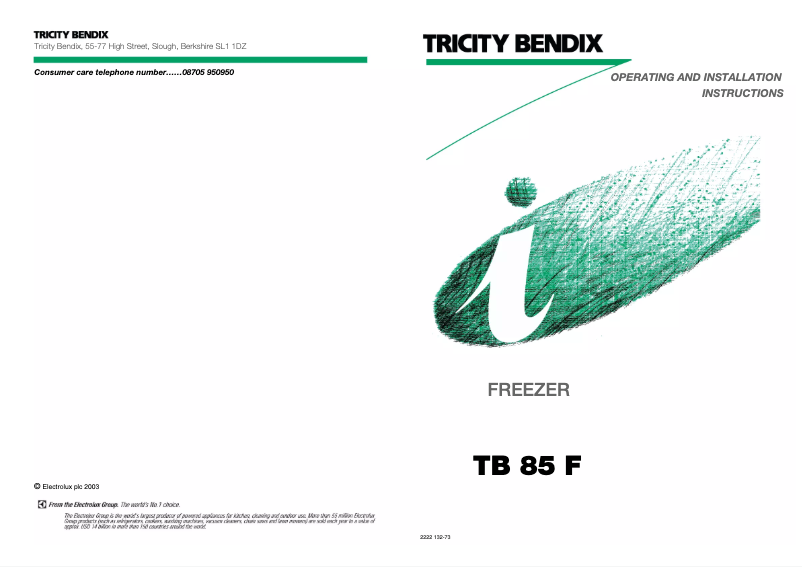 Page n°1 - Manuel utilisateur Tricity Bendix TB85F