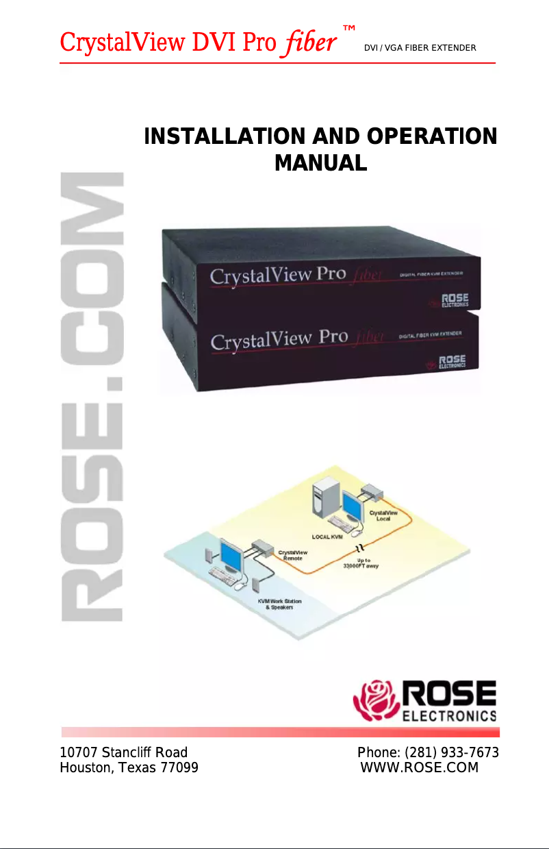 Page 1 de la notice Manuel utilisateur Rose CrystalView Pro Fiber