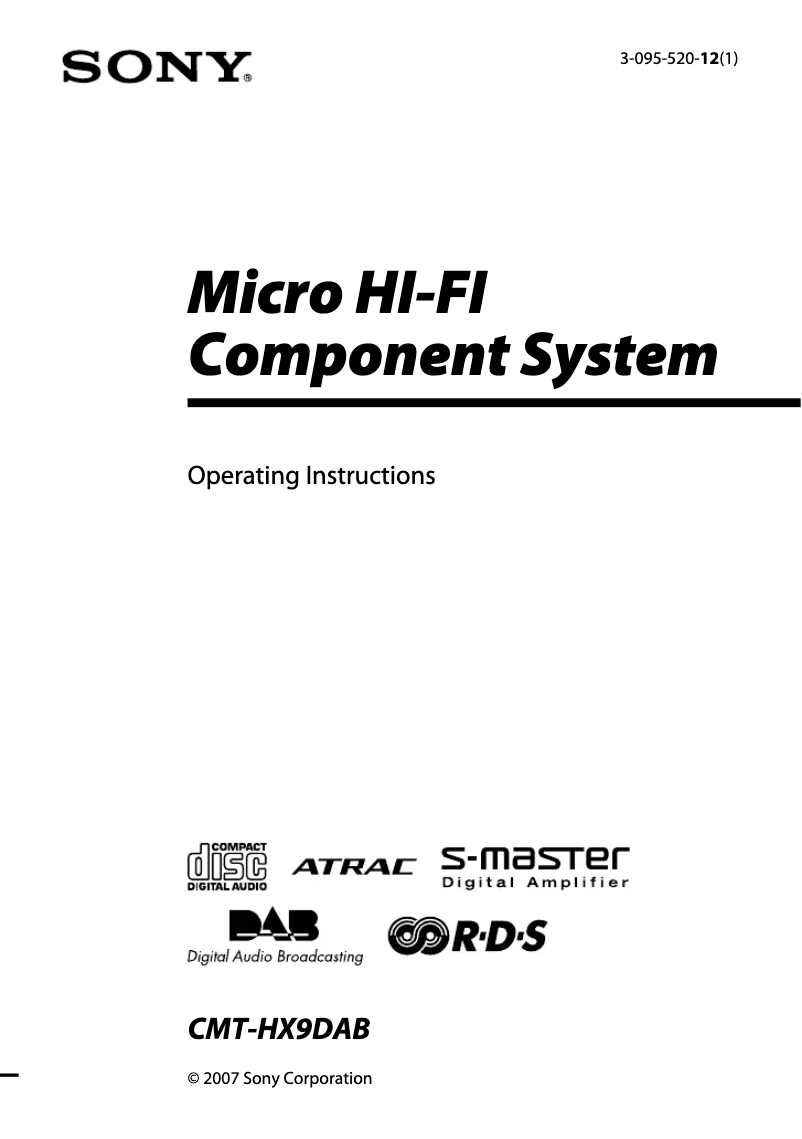 Image de la première page du manuel de l'appareil CMT-HX9DAB