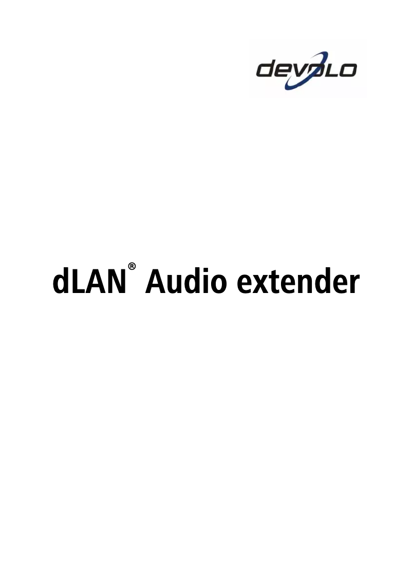 Page 1 de la notice Manuel utilisateur Devolo dLAN Audio extender