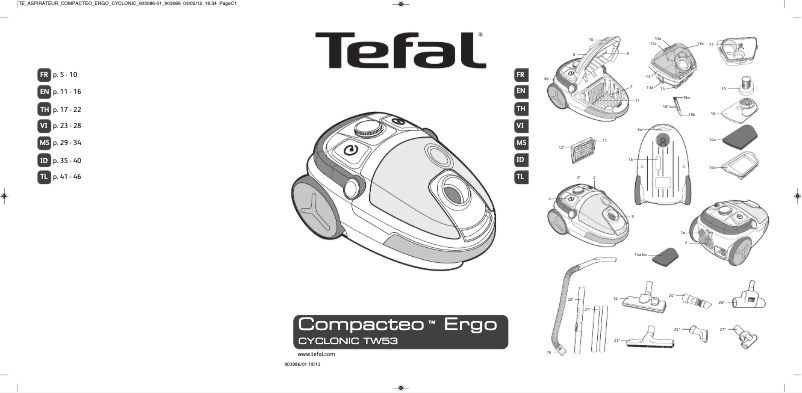 Page 1 de la notice Manuel utilisateur Tefal Compacteo Ergo TW5376HO