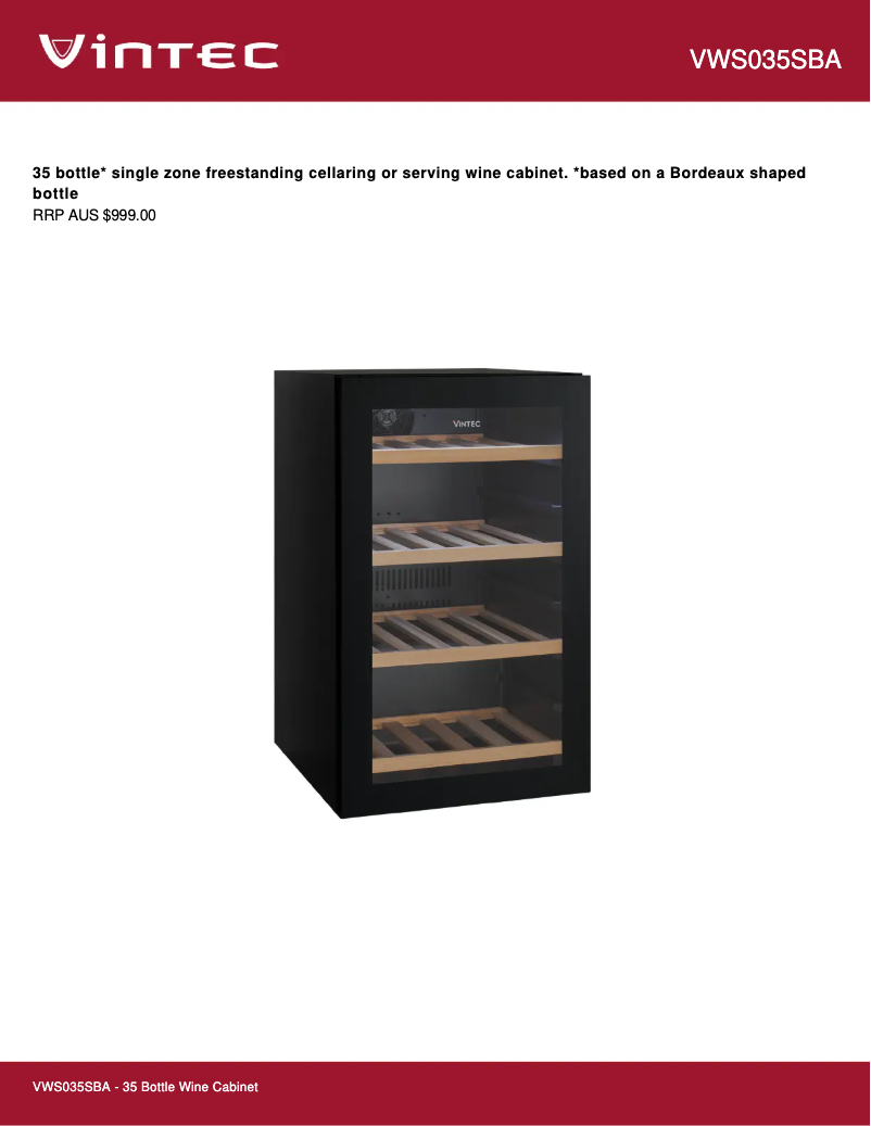 Image de la première page du manuel de l'appareil VWS035SBA