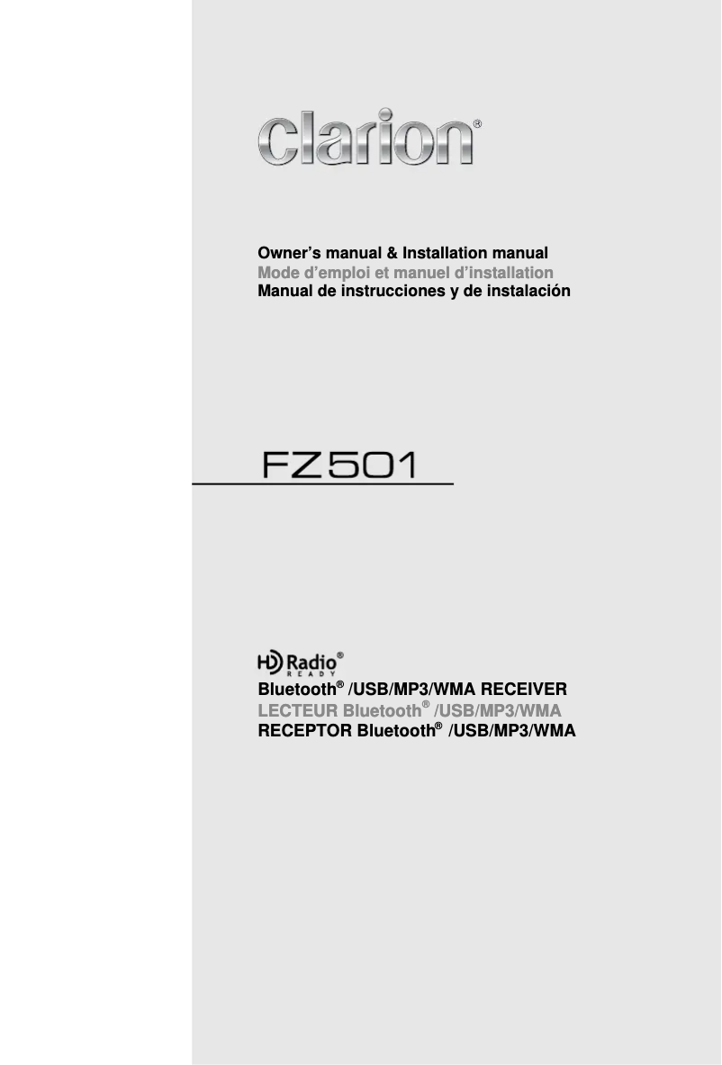 Page n°1 - Manuel utilisateur Clarion FZ501