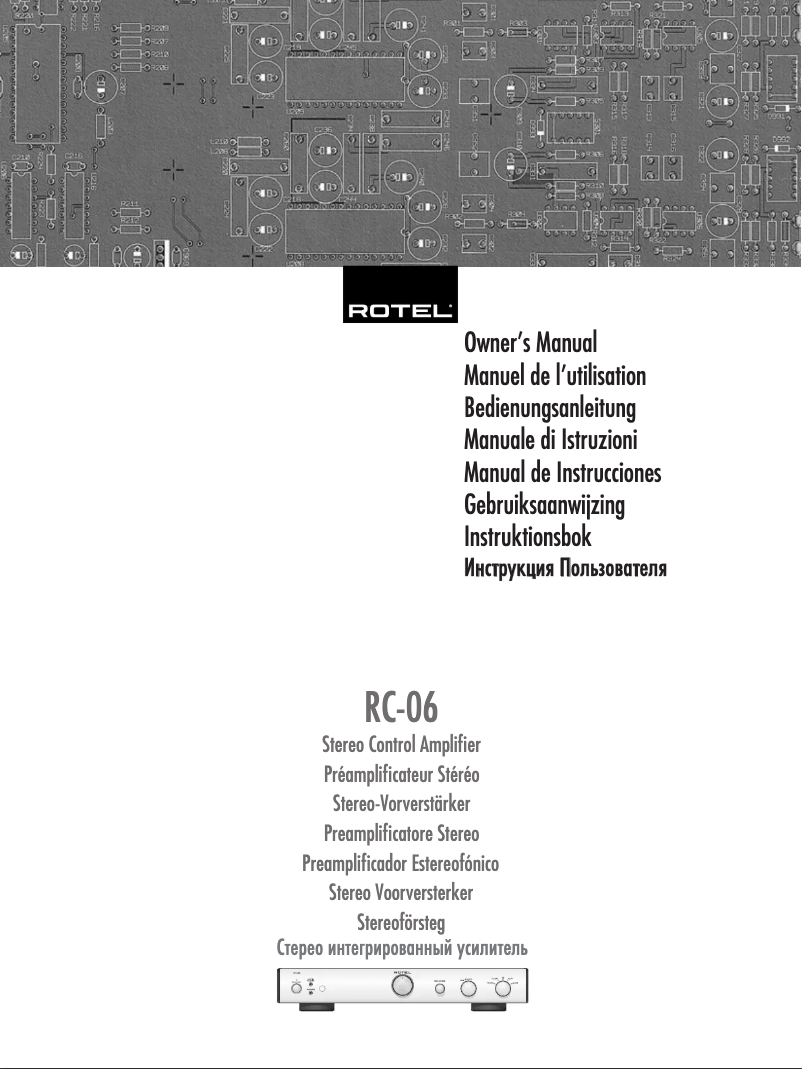 Page n°1 - Manuel utilisateur Rotel RC-06