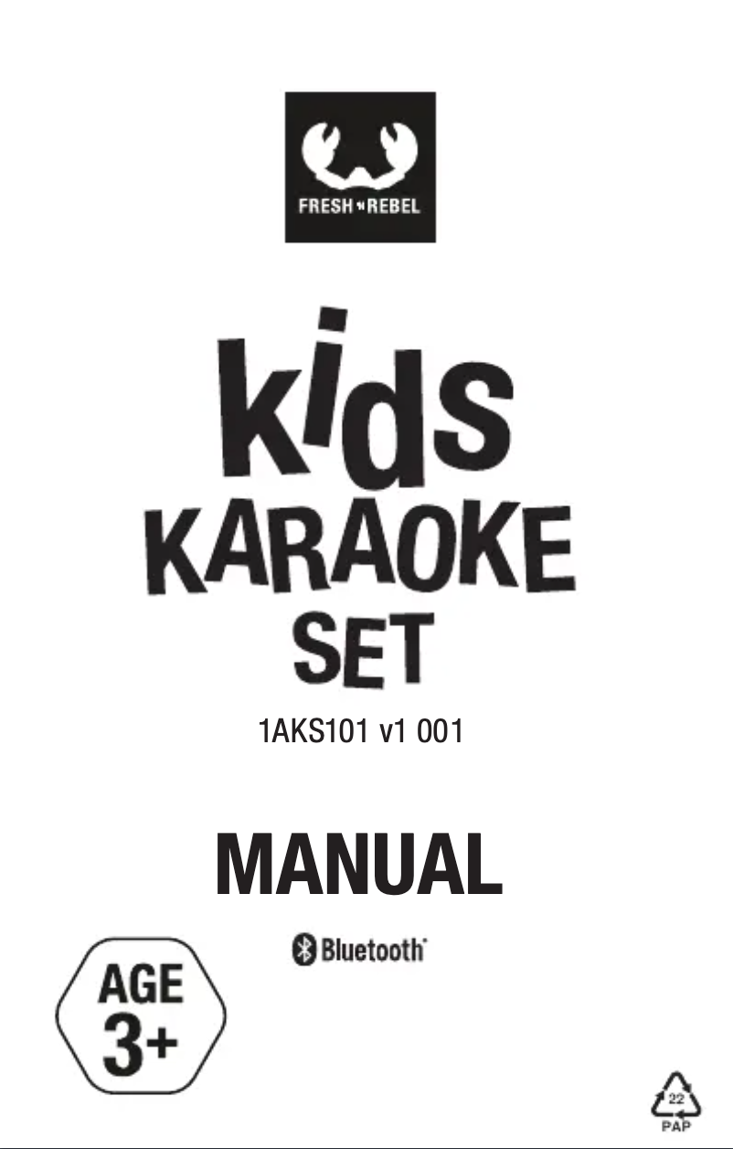 Page 1 de la notice Manuel utilisateur Fresh 'n Rebel Kids Karaoke Set