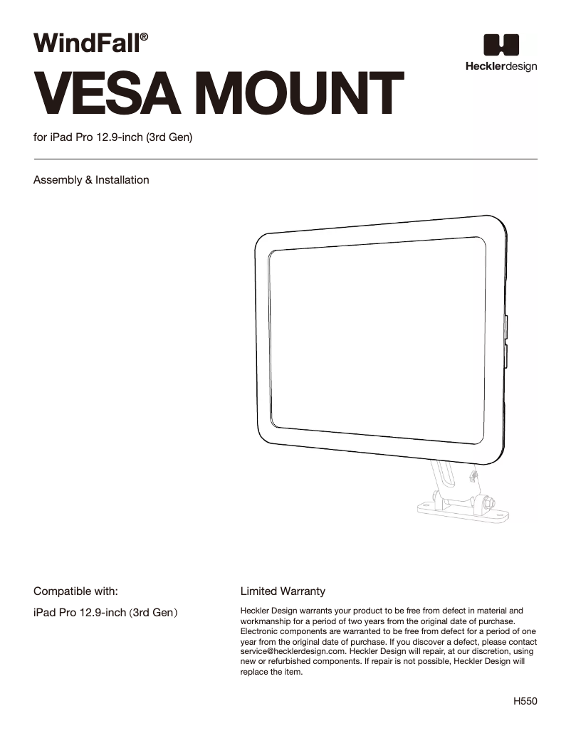 Page 1 de la notice Manuel utilisateur Heckler Design H550-BG