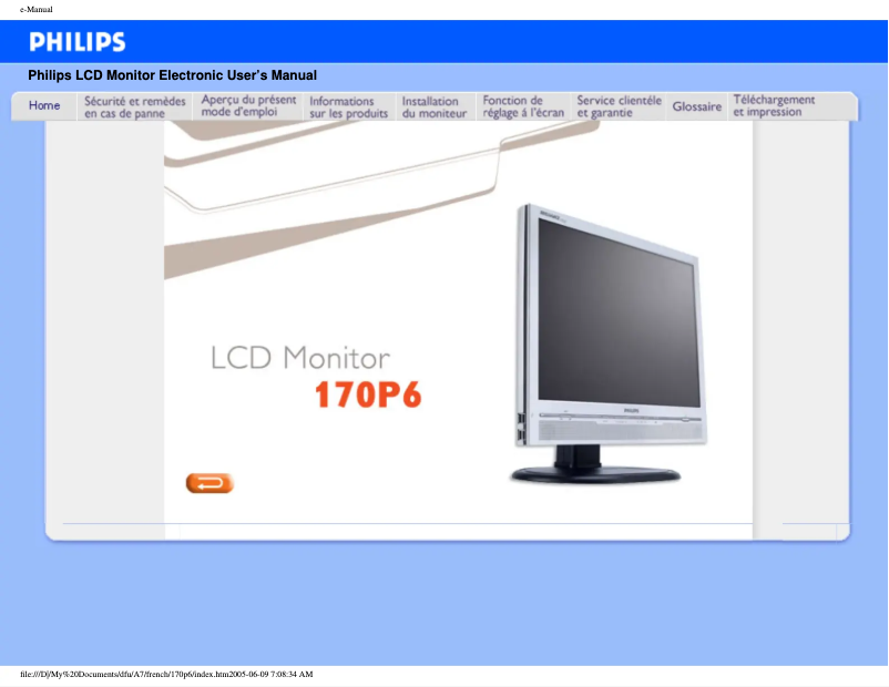 Page n°1 - Manuel utilisateur Philips Brilliance 170P6