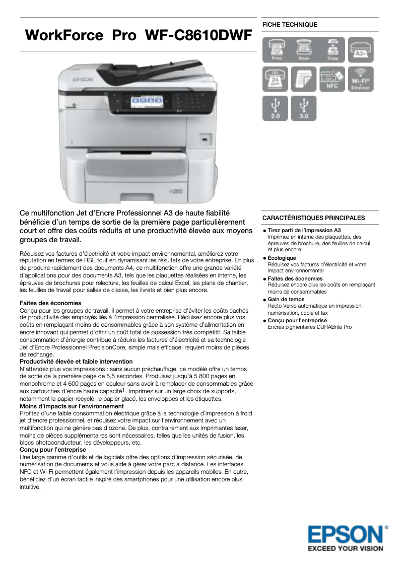 Image de la première page du manuel de l'appareil WorkForce Pro WF-C8610DWF