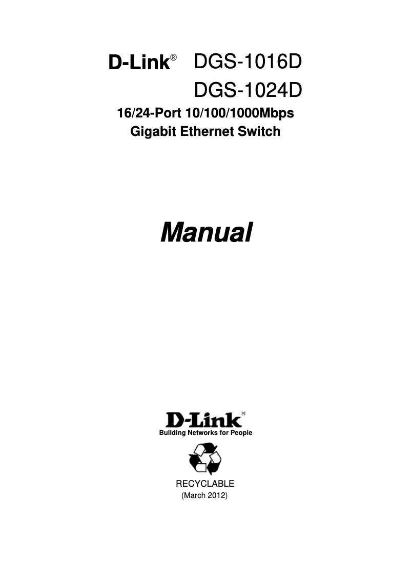 Page n°1 - Manuel utilisateur D-Link DGS-1005P