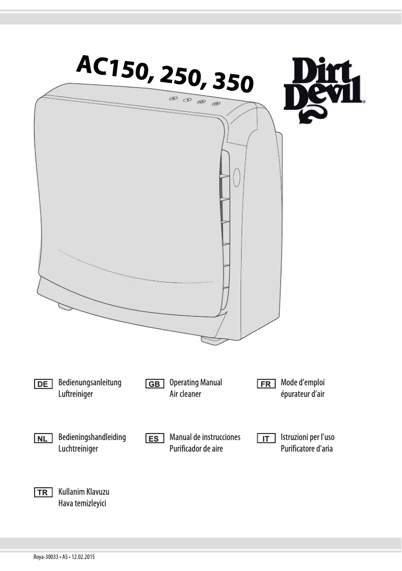 Page 1 de la notice Manuel utilisateur Dirt Devil AC350