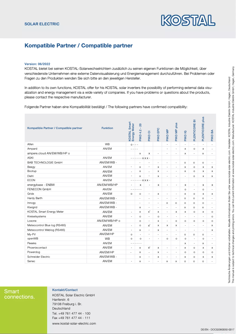 Page 1 de la notice Guide d'installation Kostal IQ 5.5