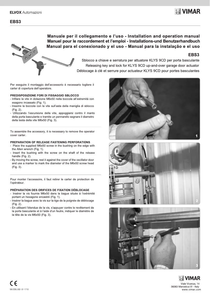 Page 1 de la notice Manuel utilisateur Vimar ELVOX EBS3