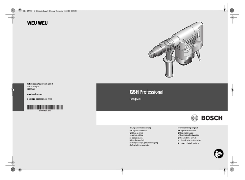 Página 1 del manual Manual de usuario Bosch GSH 388 Professional