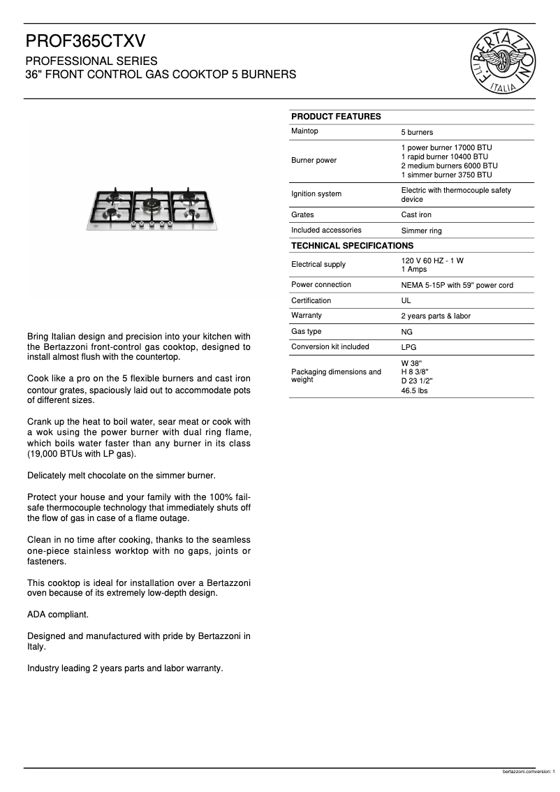 Image de la première page du manuel de l'appareil PROF365CTXV