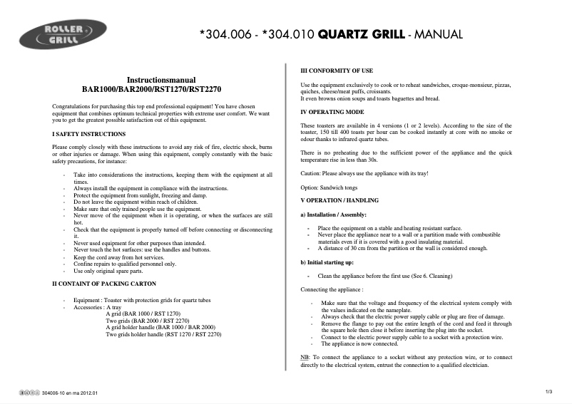 Image de la première page du manuel de l'appareil 304010
