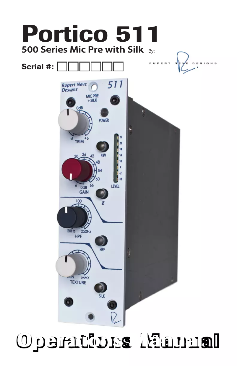 Page n°1 - Manuel utilisateur Rupert Neve Designs Portico 511