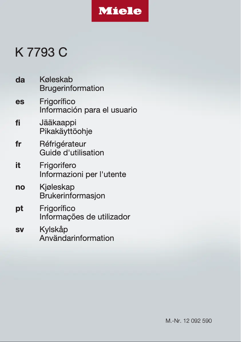 Page n°1 - Manuel utilisateur Miele K 7793 C