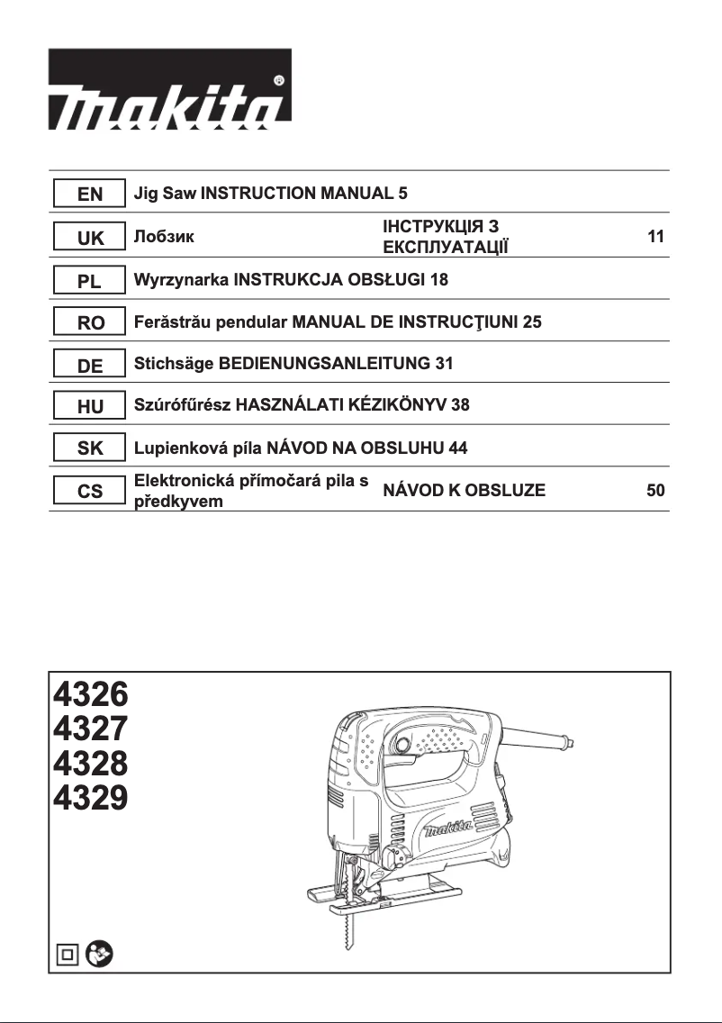 Page 1 de la notice Manuel utilisateur Makita 4326