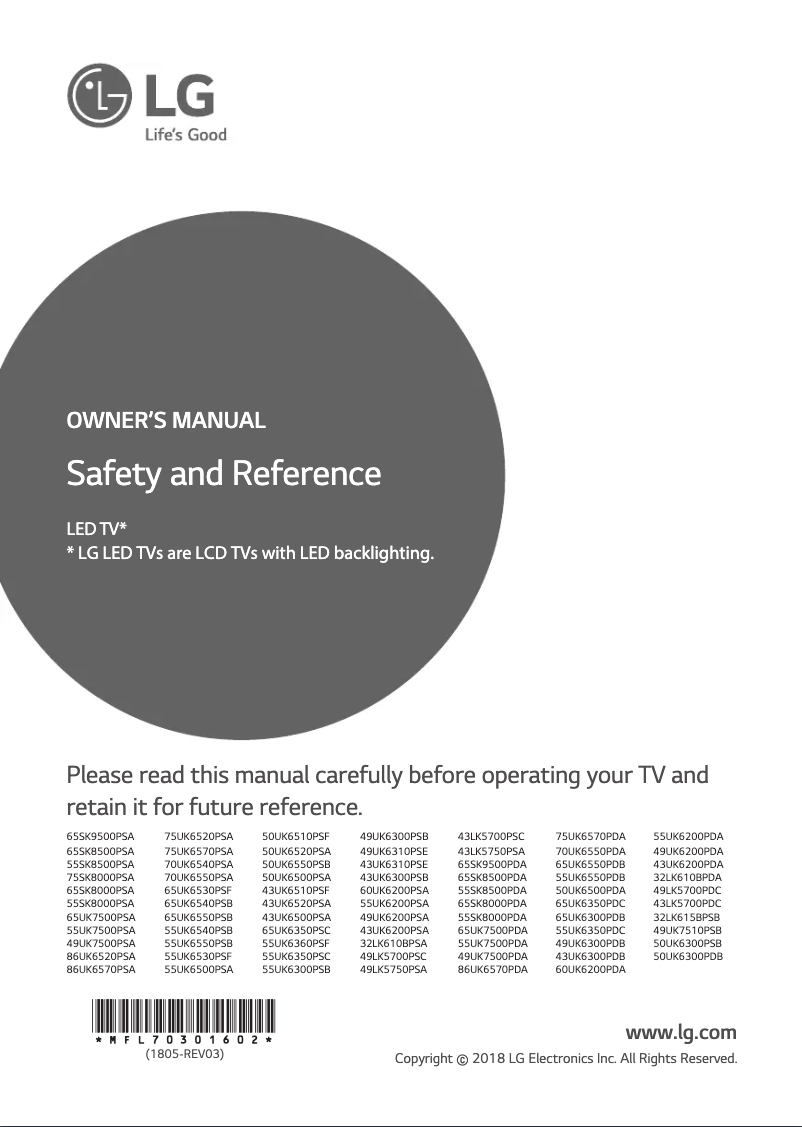 Página 1 del manual Manual de usuario LG 75UK6570PSA