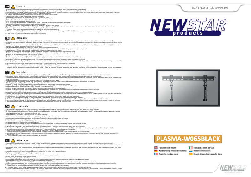 Page n°1 - Manuel utilisateur Newstar PLASMA-W065