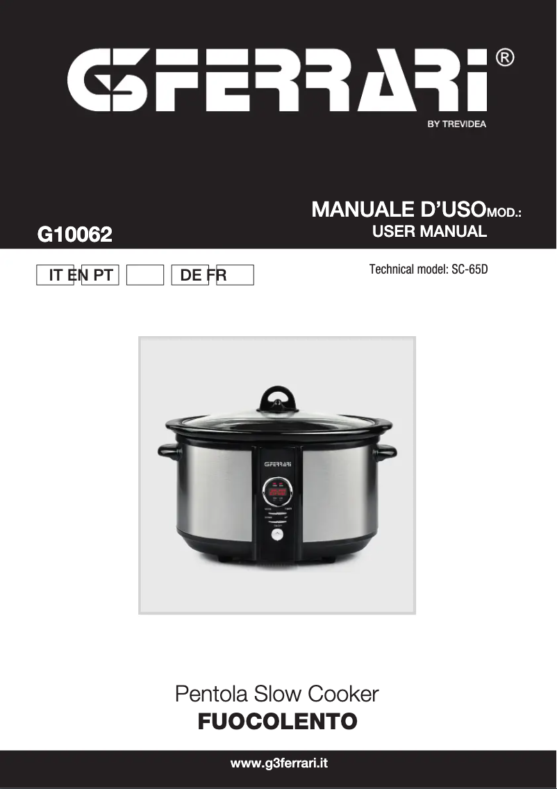 Page 1 de la notice Manuel utilisateur G3 Ferrari FuocoLento G10062