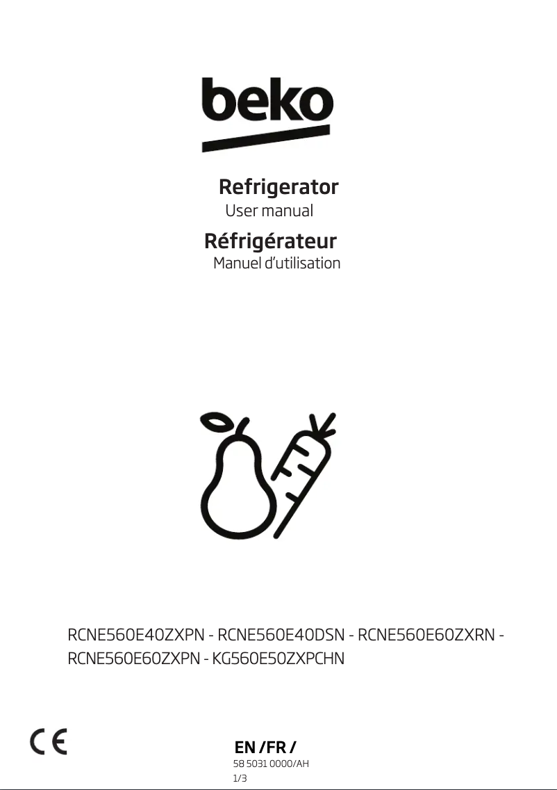 Page 1 de la notice Manuel utilisateur Beko KG560E50ZXPCHN