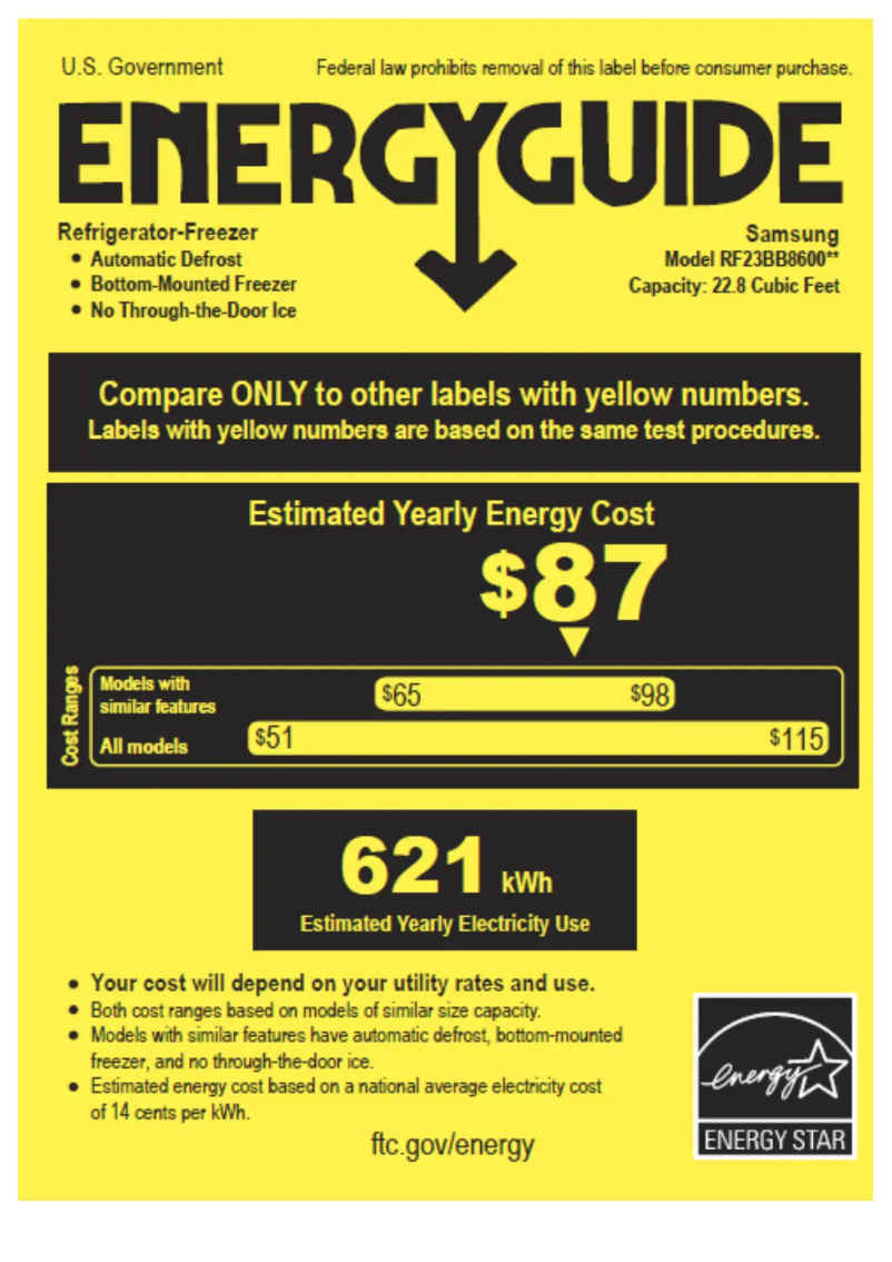 Page n°1 - Label énergétique Samsung RF23BB8600AP
