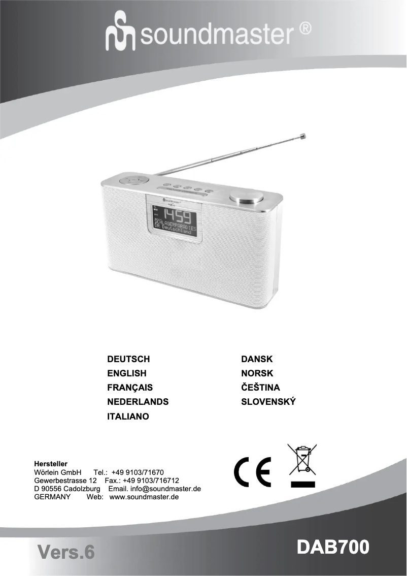 Page n°1 - Manuel utilisateur Soundmaster DAB700