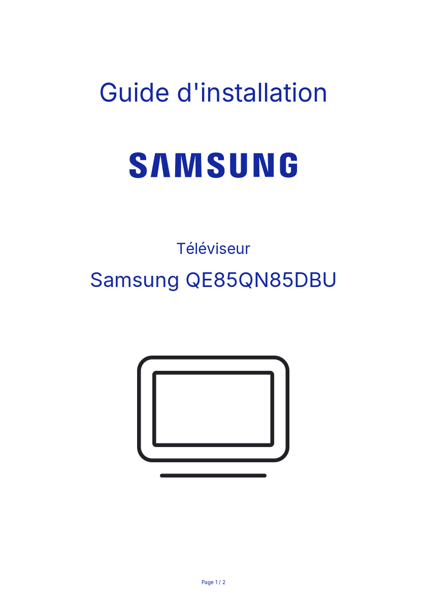 Page n°1 - Guide d'installation Samsung QE85QN85DBU