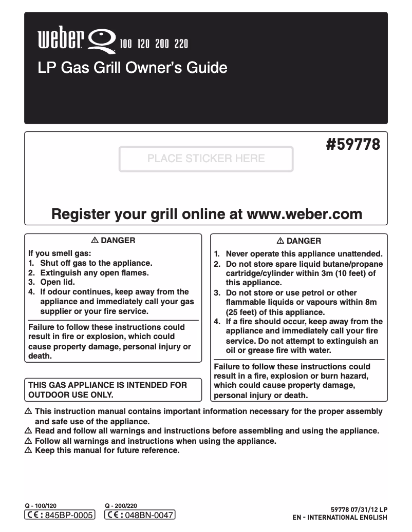 Page n°1 - Manuel utilisateur Weber Q120