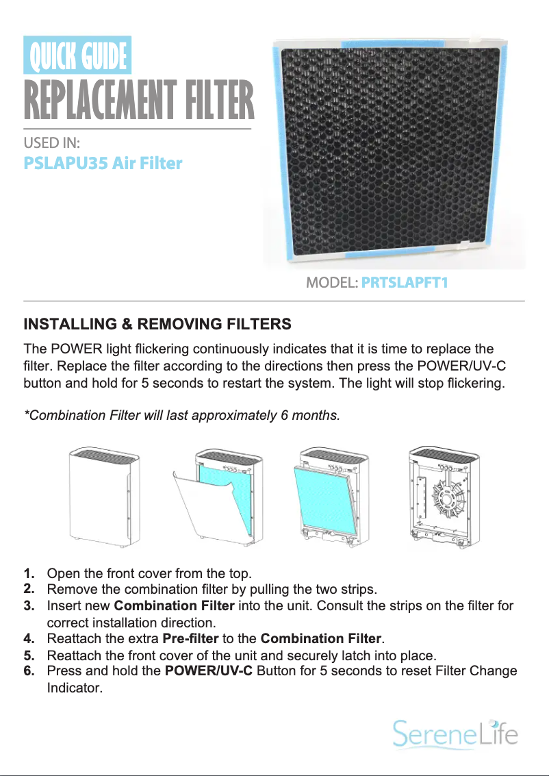 Page n°1 - Manuel utilisateur SereneLife AZPRTSLAPFT1