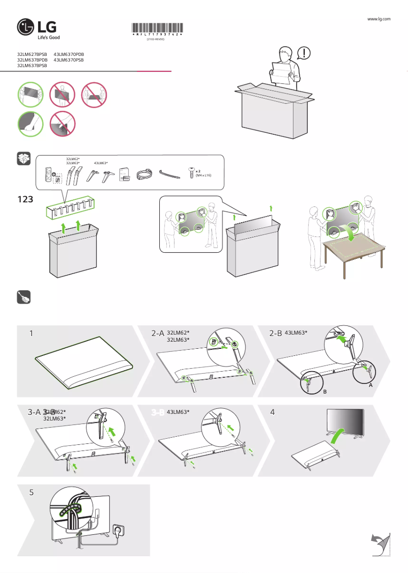 Image de la première page du manuel de l'appareil 43LM6370PSB