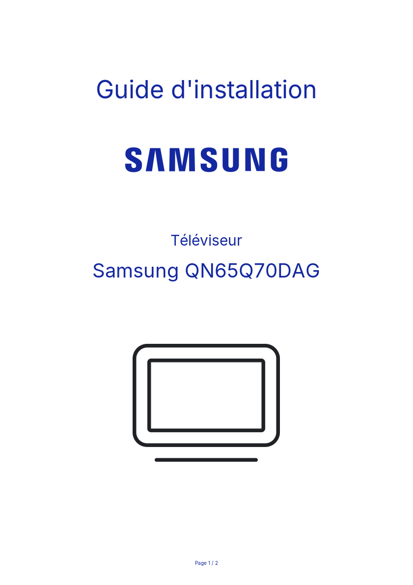 Page n°1 - Guide d'installation Samsung QN65Q70DAG