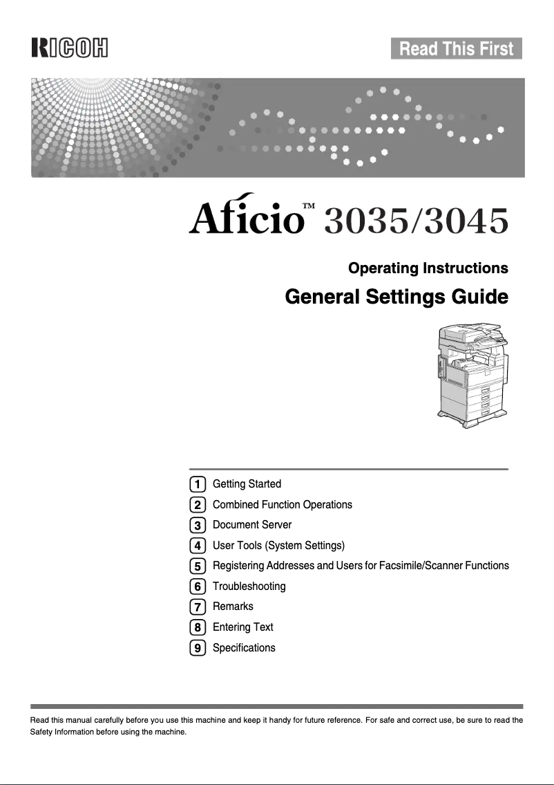 Página 1 del manual Manual de usuario Ricoh Aficio 3045
