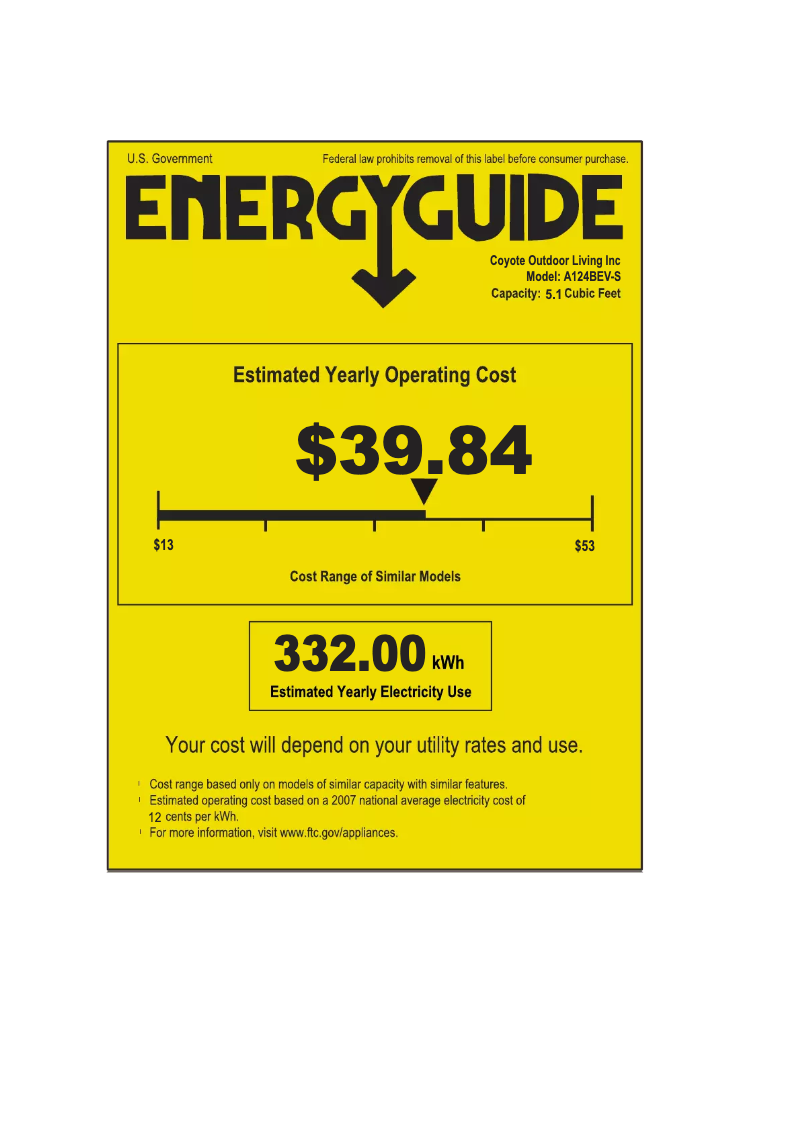 Page 1 de la notice Label énergétique Azure A124BEV-S
