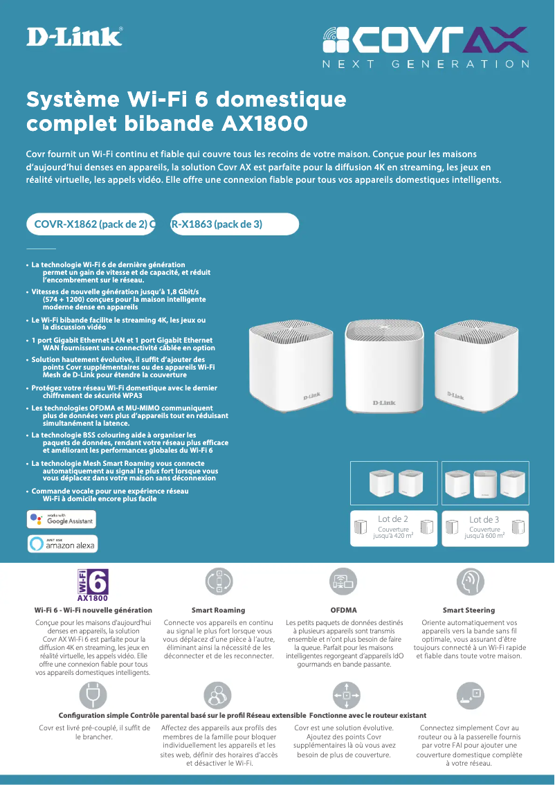 Page 1 de la notice Fiche technique D-Link COVR-X1862