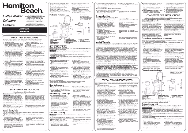 Page n°1 - Manuel utilisateur Hamilton Beach 46294